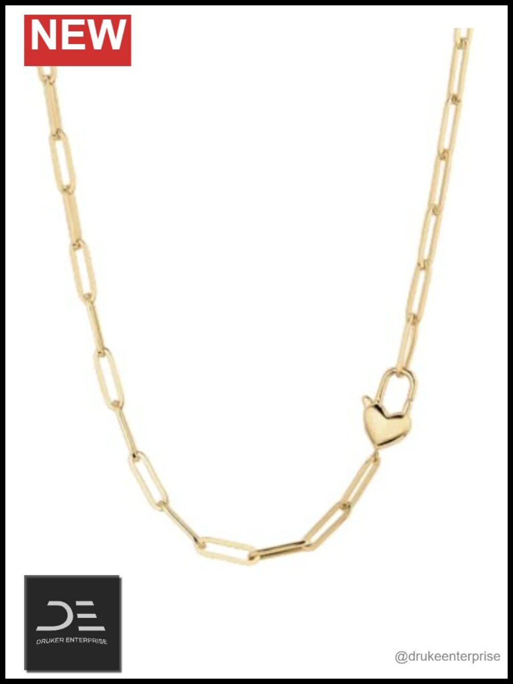 18k Gold Plated Brass Heart Padlock Necklace | Pendant